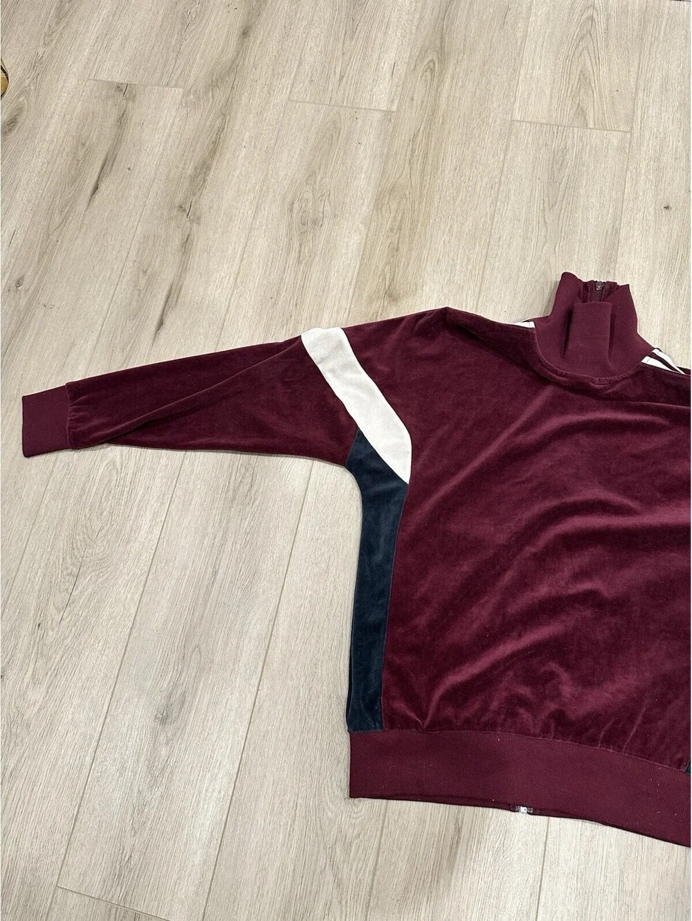 Retro Adidas Velour Tack Top Jacket Mens Medium Burgandy